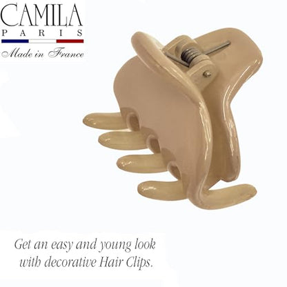 Camila Paris CP3734 French Hair Clip for Women, Small 2 inches Girls Hair Claw Clips Jaw Fashion Durable and Styling Hair Accessories for Women, Strong Hold No Slip Grip, Made in France - color: Nude 2"
