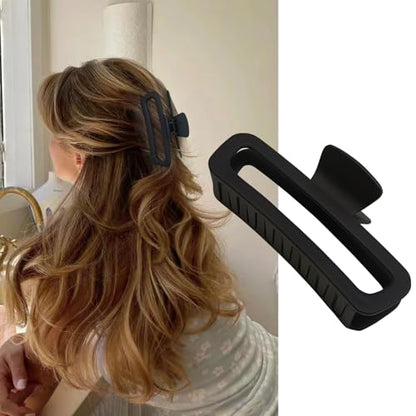 5 Inch Large Hair Claw Clips, No Slip Matte Square XL Hair Clips for Thick Long Curly Hair, Women's Big Rectangle Strong Clips, 4 Pack - color: A5 5 inch