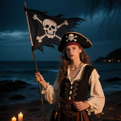 Todenb Layered Gold Pirate Necklace for Women Chunky Chain Pirate Jewelry 80s 90s Coin Pendant Necklace Pirate Costume Accessories - color: Gold