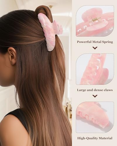Molans 3PCS Hair Claw Clips Acrylic Clamps for women - Non-slip Strong Hold Barrettes for Thin Thick Hair, Medium hair clips Accessories - color: yellow/pink/purple