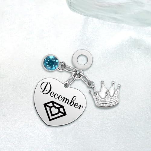 Birthday Gifts for Women Birthstone Charms for Bracelets Necklaces Jewelry Gift for Mom Wife Daughter Granddaughter Niece Sister Girlfriend - color: December