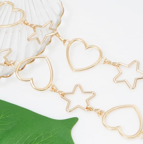 Waist Chain Belts Women Girls Metal Belly Link | Adjustable Waist Belt for Jeans and Dress - color: Gold Heart, size: S: 41.3 in