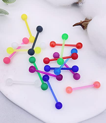 30-200Pcs 14G Surgical Steel Tongue Rings for Women Stainless Steel Nipple Rings Barbell Body Piercing - color: C: 32pcs