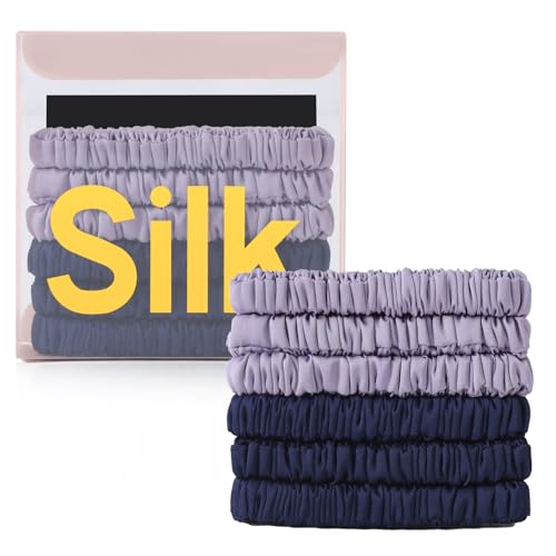 6Pcs Silk Hair Ties 100% Pure Mulberry Silk Scrunchies for Women Girls | No Hair Crease, Anti Frizz, Gentle Hold, No Damage, Color 11 - color: Color 11