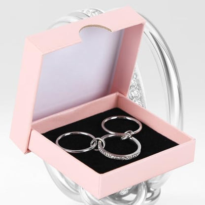 Stackable Rings Women Non Tarnish 18K Gold CZ Interlocking Ring Set | 18K Gold Plated, Hypoallergenic & Non Tarnish, Cubic Zirconia, Mixed Metals, Dainty Stacking Set, Gift for Her - color: silvery