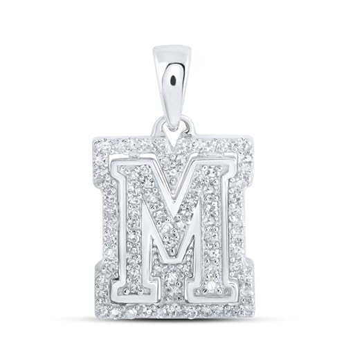 Sonia Jewels Solid 10K Yellow and White Gold Two Tone Real Natural Diamond Womens A-Z Initial Letter Pendant Charm for Necklaces 1/6 Carat (.17 Cttw) - style: M - 10k White Gold