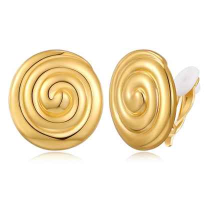 MUYAN Dainty Chunky Clip On Earrings for Women Multiple Styles Gold Silver Retro Clip Earrings - color: Gold