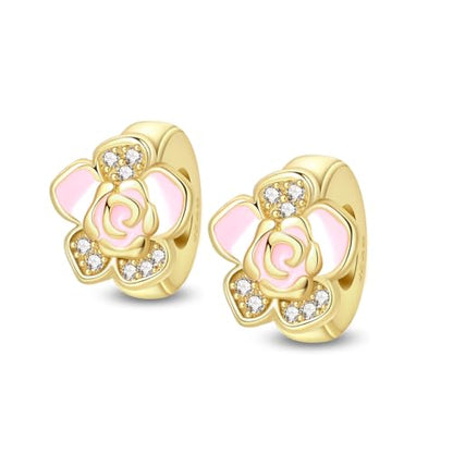 Gold Clip Stopper Charms for Pandora Bracelets Spacers Bead Charms Packs Jewelry Gift for Women - color: Gold Flower-2 Packs