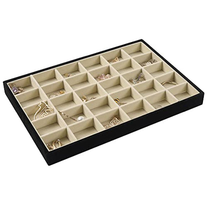 DIOMMELL Set of 4 Stackable Jewelry Trays Organizer Jewelry Display Showcase Dresser Drawer Organizer Storage Box for Ring Earring Bracelet Necklace Accessary