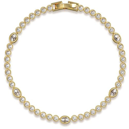 Gold Bracelets for Women, 3mm Cubic Zirconia Tennis Bracelet 7 Inch Gold Jewelry - color: White