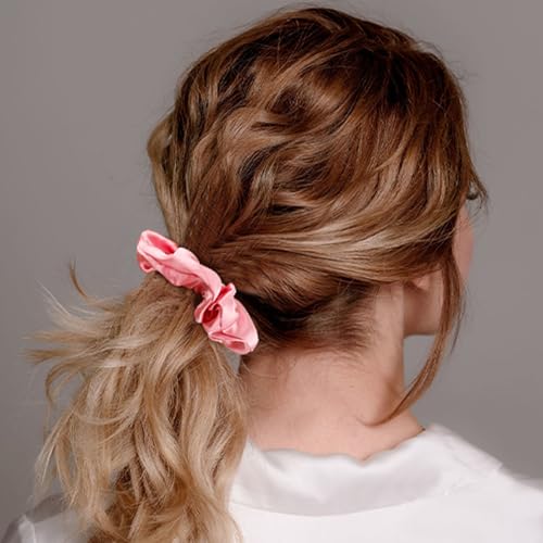 KICOSY Pink Silk Hair Scrunchies for Women Girls 12Pcs Bulk for Thick Hair No Damage Hair Ties Accessories - color: pink