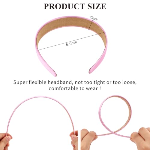Wecoe Satin Headbands, 16 Pcs 1 Inch Hair Bands for Women & Girls(Set I) | Great for daily wear, festive looks & DIY crafts - color: Set I