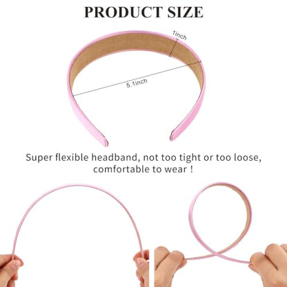 Wecoe Satin Headbands, 16 Pcs 1 Inch Hair Bands for Women & Girls(Set I) | Great for daily wear, festive looks & DIY crafts - color: Set I
