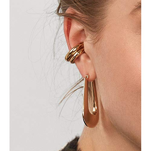 Fomissky-sisa Thick Ear Cuffs for Non Pierced Ears 2 Size Per Set, Unique Ear Cuff Conch Earrings Gold Plated Boho Jewelry