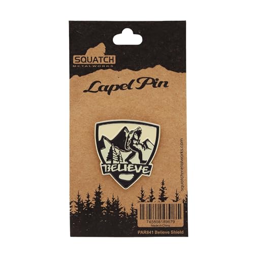 Bigfoot Enamel Lapel Pin - for Fans of Bigfoot and Sasquatch - style: Cryptid Belief Shield