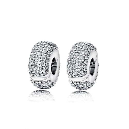 ARTCHARM Clasp Love Safety Chain Charm - Authentic 925 Sterling Silver Heart Beads - Fit European Style Bracelet - color: 2pcs Clear Sparkling Clip