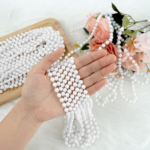 SHAOQINLIN 30 PCS White Bead Necklaces, 33" White Mardi Gras Christmas Beads Necklace, 4th of July Necklaces, Parade Throws Accessories for Christmas Independence Day New Year Party Favors - color: White