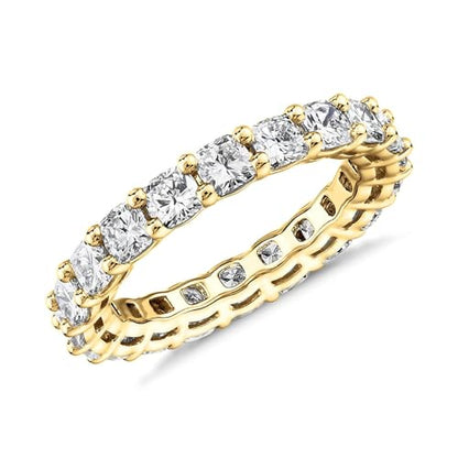 PAVOI 14K Gold Plated Eternity Ring for Women, Stackable Love Wedding Band | Square-Cut Cubic Zirconia Rings, Hypoallergenic Gold Wedding Bands - color: Yellow Gold