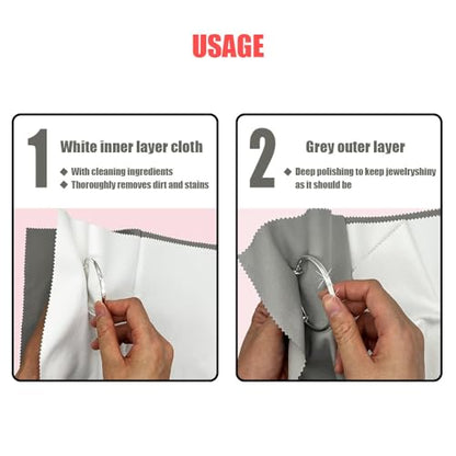 3-Pack Multi-Layer Jewelry Cleaning Cloths 10"x12" Large | Multi-layer cloths，Safe on Gold silver platinum，Restores shine，Removes tarnish，Reusable lint-free