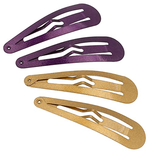Camila Paris CP1330E French Hair Barrettes Clips, Snap Hair Slides Clic Clac for Women, Styling Girls Side Slide-in Metal Snap Pin Hair Accessories for Women. Strong Hold, No Slip Grip, Made in France - color: 4PK Metal Purple/Gold 2"