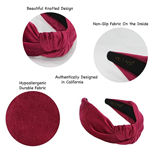 Headbands for Women are Classy. Rose Red Velvet Knotted Headband for Women is Chic. Fashion Designer Top Knot Head Band - color: Rose Red