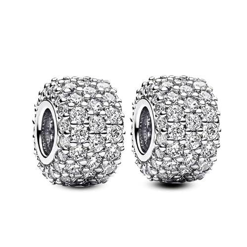 Annmors S925 Clip Spacer Safety Chain Stopper Charms for Pandora, Gift Mom Daughter Friend Sister Wife Grandma Girlfriend Fmaily On Christmas Mothers Valentines Halloween Graduation - color: C02-2pcs Sliver Clear Spacers