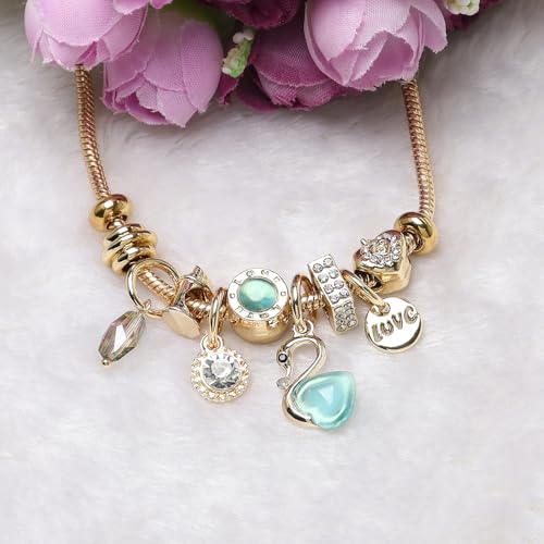 DS Charm Bracelets for teen girls exquisite cute cartoon friendship bracelet Gold Stainless Steel Bangle birthday Gift box Adjustable little girls kids jewelry holiday gifts - style: GOLD-7