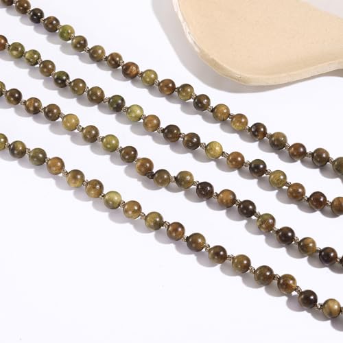 Firstmeet Fashion Natural Round Wood Beads 60'' Long Strand Art Deco Necklace for Women - color: Green LT