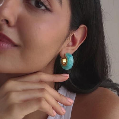 Chunky Hoop Earrings for Women, Lightweight Statement Daily Wear Gifts - color: Blue C