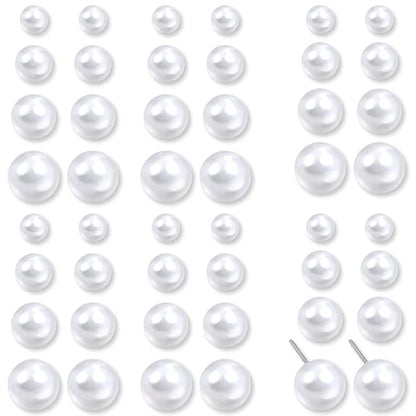 JJUNW 24 Pairs Pearl Earrings for Women, Pearl Earrings Stack, Mixed Size Pearls Earring Pack Fake Pearling Stud Ear Stack, Big Pearls Ear for Bridal Wedding Christmas Jewelry