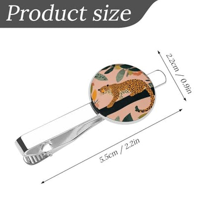 Tie Clip for Men, Tie Bar Cufflinks Set, Copper Necktie Clip And Shirt Cuff Links for Business Wedding Gift - color: Jungle Leopard