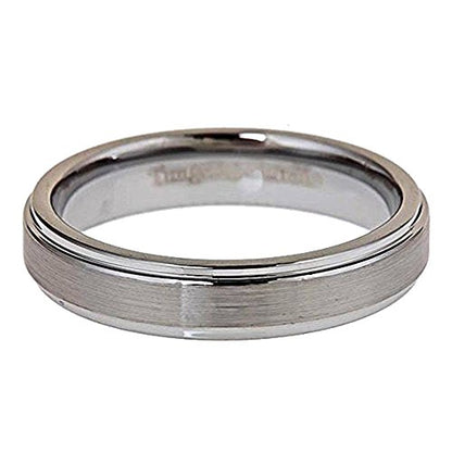 Tungsten Carbide Wedding Bands That Feature Different Finishes and Edge Colors - color: Brushed-5mm