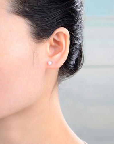 1 Pair Adabele Authentic Sterling Silver Birthstone Stud Earrings 4mm/0.25 Carat Tiny Cubic Zirconia Imitation Diamond Gemstone Hypoallergenic Nickel Free Tarnish Resistant Women Men Jewelry - color: April