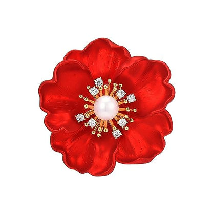 Red Rose Flower Brooches and Pins for Women Costume Jewelry Brooch Pins Broches Jewelry for Women Elegant Lady Pin - style: Red Peony