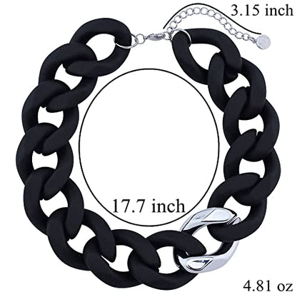Firstmeet Statement Chunky Acrylic Chain Link Choker Necklace for Women - color: Black