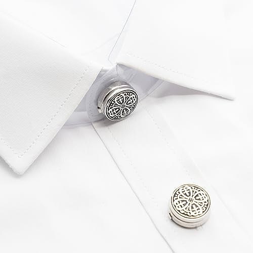 Mens Button Covers Tuxedo Shirt Cufflinks Alternative | Fake cufflinks and alternative fashion jewelry accessories for mens formal business dress shirts suits and groomsmen - color: G silver
