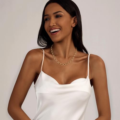 Gold Necklace for Women Chunky 14K Gold Plated Chain Necklace | Chunky Gold Necklace,Simple Paperclip Chain, Statement Choker Necklace,Non Tarnish,Trendy Jewelry,Gifts for Women - style: 10mm-paperclip chain-gd-3