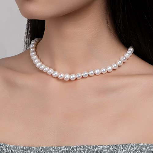 Freshwater Cultured AAAAA Quality Genuine Real Pearl Strand Necklace for Women Fine Jewelry Gifts for Her - size: 40.6 cm, 5.0 - 5.5 mm, style: AAA-Round
