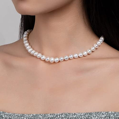 Freshwater Cultured AAAAA Quality Genuine Real Pearl Strand Necklace for Women Fine Jewelry Gifts for Her - size: 45.7 cm, 8.5 - 9.5 mm, style: AAA-Round