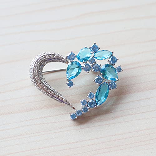 Brooch Pins for Women Girls Fashion Flower Crystal Rhinestone Pearl Jewelry - color: Light Blue
