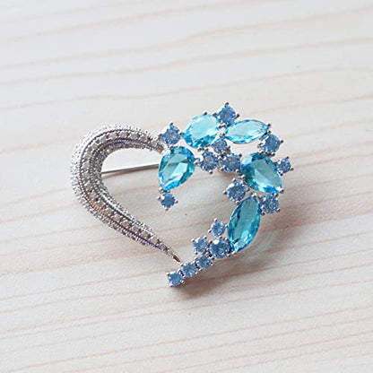 Brooch Pins for Women Girls Fashion Flower Crystal Rhinestone Pearl Jewelry - color: Light Blue