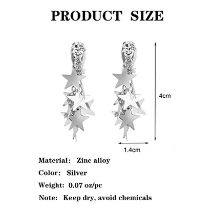 Women's Statement Clip-On Earrings Hypoallergenic Lightweight Clip Earrings - color: silver star