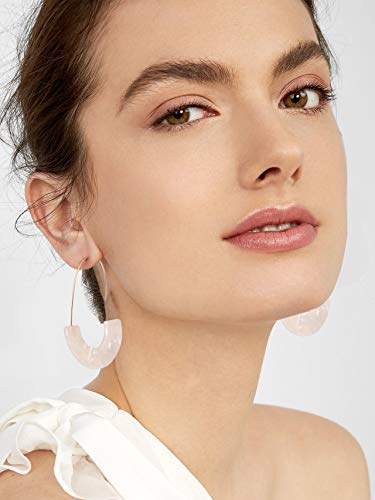 Acrylic Earrings Statement Tortoise Hoop Earrings Resin Wire Drop Dangle Earrings Fashion Jewelry For Women - color: A White