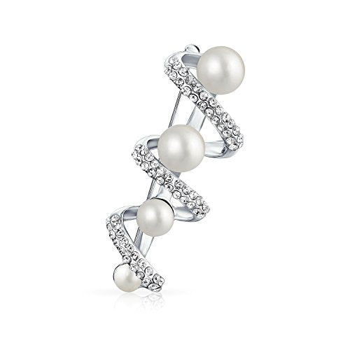 Bling Jewelry Christmas Elegant Bridal Holiday Marquise CZ Round Crystal White Simulated Pearl Wreath Circle Scarf Brooch Pin for Women Wedding Gold Silver Plated