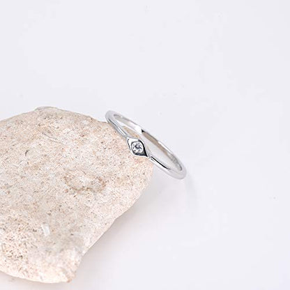 LEMON GRASS Sterling Silver Evil Eye Dainty Ring - color: White Gold Plating