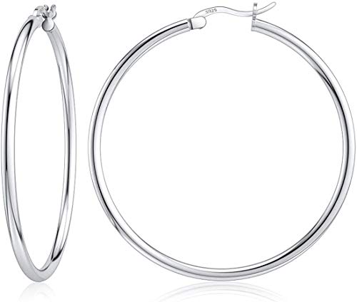 Savlano 925 Sterling silver Round Hoop Earrings for Women Comes in 30MM-65MM - size: 60 Millimeters