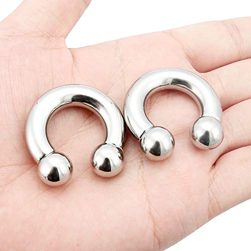 2Pcs PA Ring Horseshoe Circular Barbell 316L Surgical Steel Internally Threaded 00G 0G 2G 4G 6G 8G 10G Pierced Body Jewelry for Women 12mm 16mm 19mm - style: 1 pair-0G;Inner Dia:19mm
