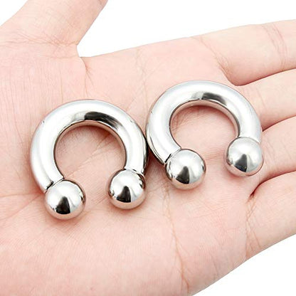 2Pcs PA Ring Horseshoe Circular Barbell 316L Surgical Steel Internally Threaded 00G 0G 2G 4G 6G 8G 10G Pierced Body Jewelry for Women 12mm 16mm 19mm - style: 1 pair-0G;Inner Dia:19mm