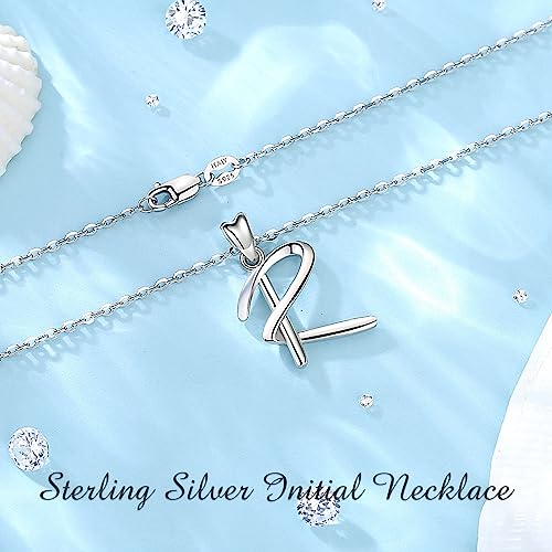 EUDORA Sterling Silver Initial Necklaces for Women, Classic 26 Letter Neckless Gifts for Girls, Sister, Mother Daughter, 18 inch Chain - style: R