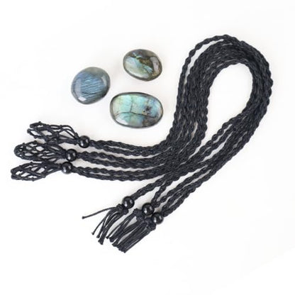 weryerker Natural Gemstone Pendant Necklace Healing Crystal Stone Pendant with Hand-Woven Rope Adjustable for Women Men - color: 1PC Labradorite